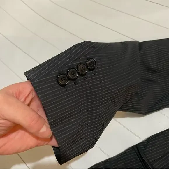 Hugo Boss Gray Pinstripe Blazer Suit Coat Jacket Office Mens‎ Size 42R